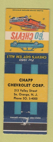 Matchbook Cover - Chapp Chevrolet 1960 South Orange NJ