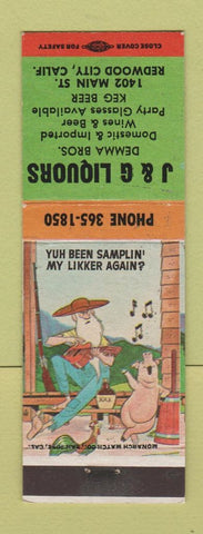Matchbook Cover - J&G Liquors Redwood City CA hillbilly