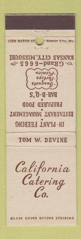 Matchbook Cover - California Catering Company Kansas City MO