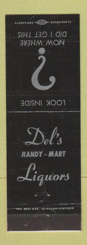 Matchbook Cover - Del's Handy Mart Liquors Torrance Dominguez CA