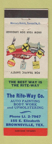 Matchbook Cover - Rite Way Auto Painting Body Brownsville TX