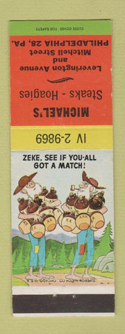 Matchbook Cover - Michael's Steaks Hoagies Philadelphia PA hillbilly