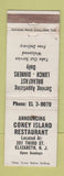 Matchbook Cover - Coney Island Restaurant Elizabeth NJ WEAR