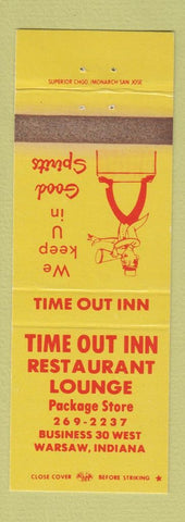 Matchbook Cover - Time Out Inn Retaurant Warsaw IN