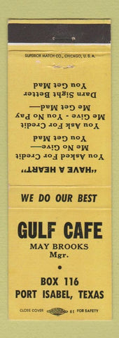 Matchbook Cover - Gulf Cafe Port Isabel TX YELLOW