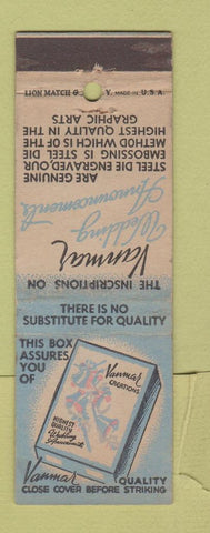 Matchbook Cover - Vanmar Wedding Announcements New York City