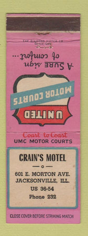 Matchbook Cover - Crain's Motel Jacksonville IL
