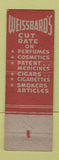 Matchbook Cover - Weissbard Drug Stores Newark NJ