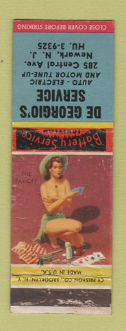 Matchbook Cover - De Georgio's Service oil gas Neark NJ pinup POOR