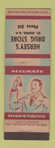 Matchbook Cover - Hersey's Drug Store St George NB