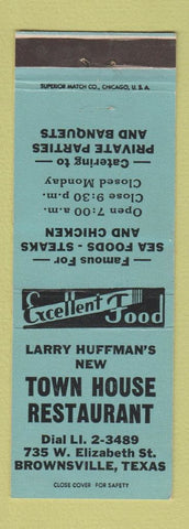 Matchbook Cover - Larry Huffman's Town House Restaurant Brownsville TX