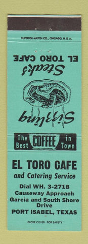 Matchbook Cover - El Toro Cafe Port Isabel TX TEAL