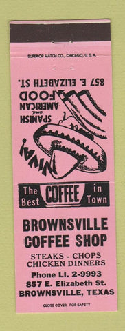 Matchbook Cover - Brownsville Coffee Shop Spanish Restaurant TX PINK
