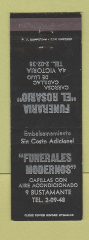 Matchbook Cover - Funeraria El Rosario Bustamante Mexico