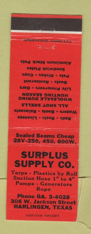 Matchbook Cover - Surplus Supply Harlingen TX