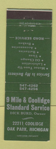 Matchbook Cover - 9 Mile & Coolidge Standard oil gas Oak Park MI