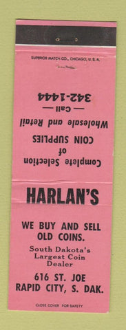 Matchbook Cover - Harlan's Coin Dealer Rapid City SD
