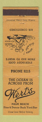 Matchbook Cover - Wert's Restaurant Palm Beach FL