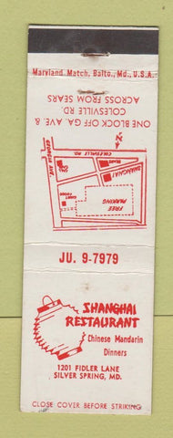 Matchbook Cover - Shanghai Restaurant Silver Spring MD