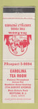 Matchbook Cover - Carolina Tea Room Neptune NJ Jewel White