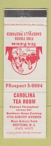 Matchbook Cover - Carolina Tea Room Neptune NJ Jewel White