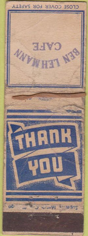 Matchbook Cover - Ben Lehmann Cafe STAMPED POOR