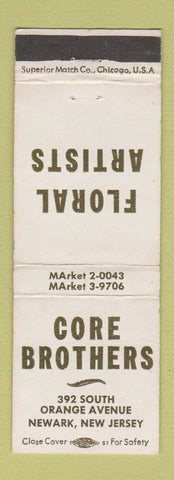 Matchbook Cover - Core Brothers Flowers Newark NJ