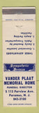 Matchbook Cover - Vander Plaat Memorial Home Paramus NJ