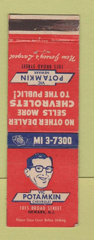 Matchbook Cover - Vic Potamkin Chevrolet Newark NJ Impala WEAR