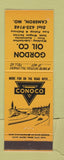 Matchbook Cover - Gordon oil Conoco oil gas Cameron MO