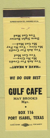 Matchbook Cover - Gulf Cafe Port Isabel TX YELLOW