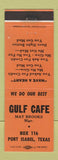 Matchbook Cover - Gulf Cafe Port Isabel TX ORANGE