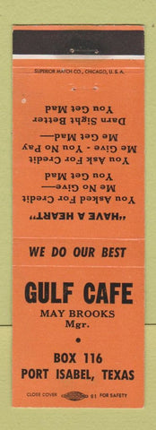 Matchbook Cover - Gulf Cafe Port Isabel TX ORANGE