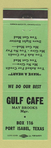 Matchbook Cover - Gulf Cafe Port Isabel TX GREEN