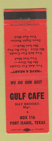 Matchbook Cover - Gulf Cafe Port Isabel TX ORANGE