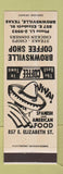 Matchbook Cover - Brownsville Coffee Shop Spanish Restaurant TX WHITE