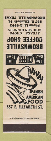 Matchbook Cover - Brownsville Coffee Shop Spanish Restaurant TX WHITE