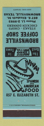 Matchbook Cover - Brownsville Coffee Shop Spanish Restaurant TX BLUE
