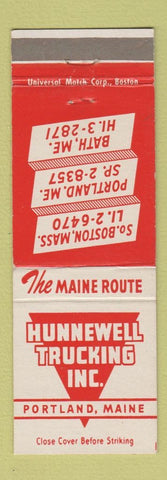 Matchbook Cover - Hunnewell Trucking Portland ME