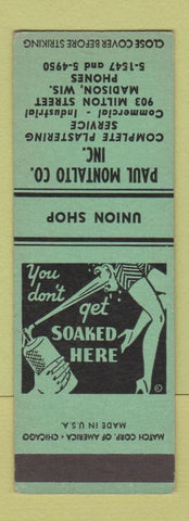 Matchbook Cover - Paul Montalto Plastering Madison WI SAMPLE