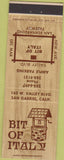 Matchbook Cover - Bit of Italy San Gabriel CA