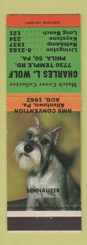 Matchbook Cover - Charles Wolf Match Collector Philadelphia PA Schnauzer