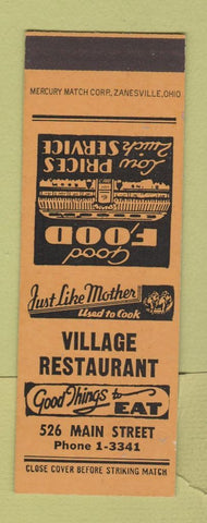 Matchbook Cover - Village Restaurant SAMPLE
