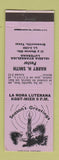Matchbook Cover - Harry H Smith Pastor Lutheran Church Brownsville TX