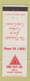 Matchbook Cover - Three Bays Line Shipping Cargo Miami FL