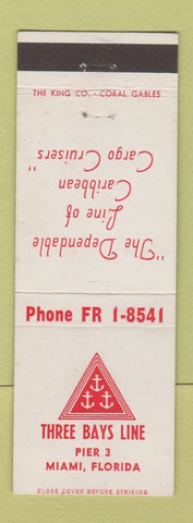 Matchbook Cover - Three Bays Line Shipping Cargo Miami FL