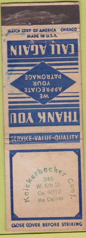 Matchbook Cover - Knickerbocker STAMPED WORN