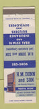 Matchbook Cover - HM Dunn and Son Real Estate Insurance Louisville KY