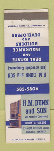 Matchbook Cover - HM Dunn and Son Real Estate Insurance Louisville KY