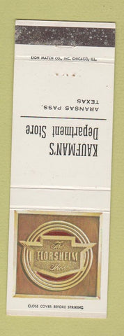 Matchbook Cover - Florsheim Shoes Kaufman's Aransas Pass TX WEAR